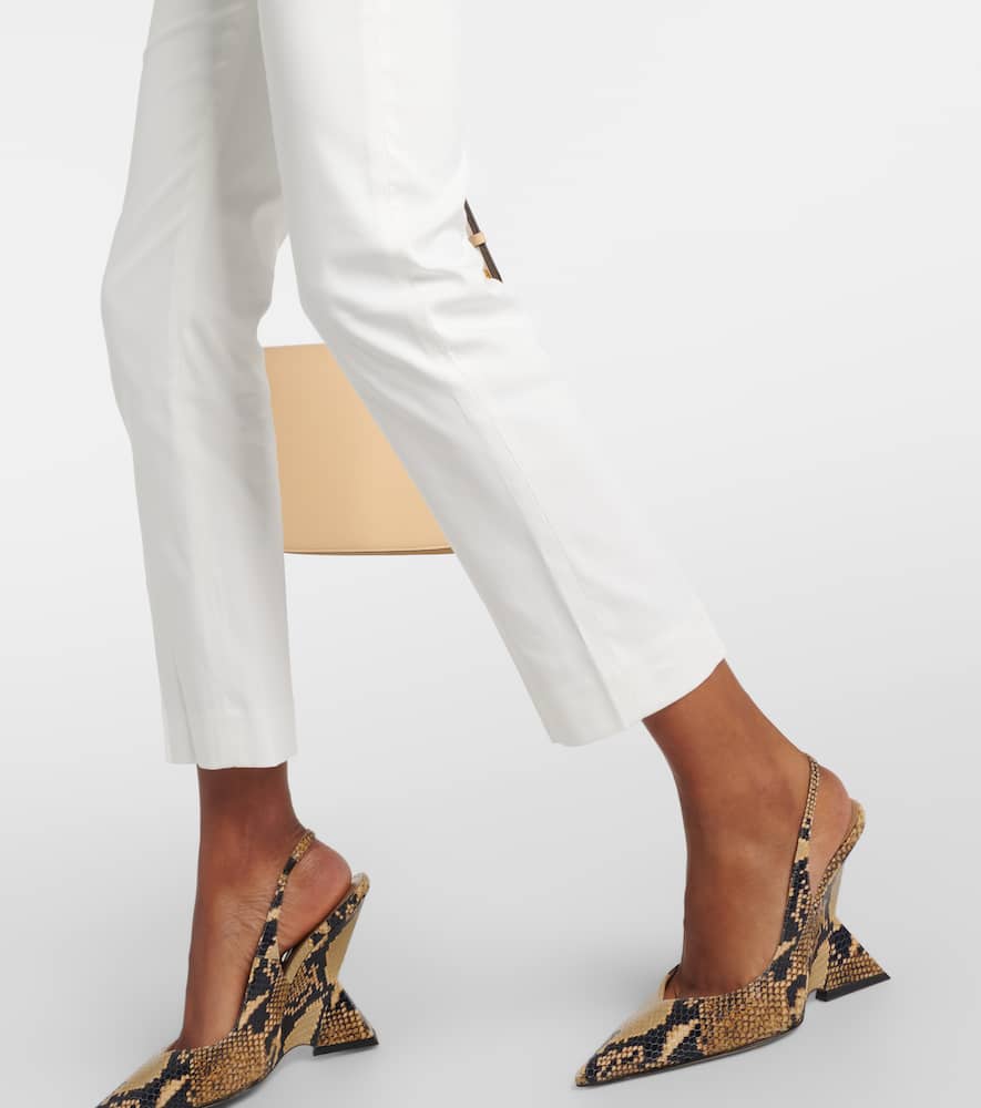 Shop Joseph Coleman Mid-rise Cotton-blend Slim Pants In Ivory