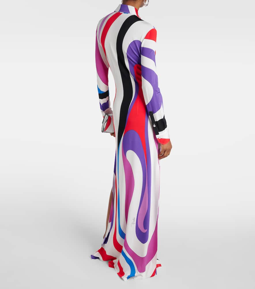 Shop Pucci Marmo-printed Satin Jersey Maxi Dress In Multicoloured