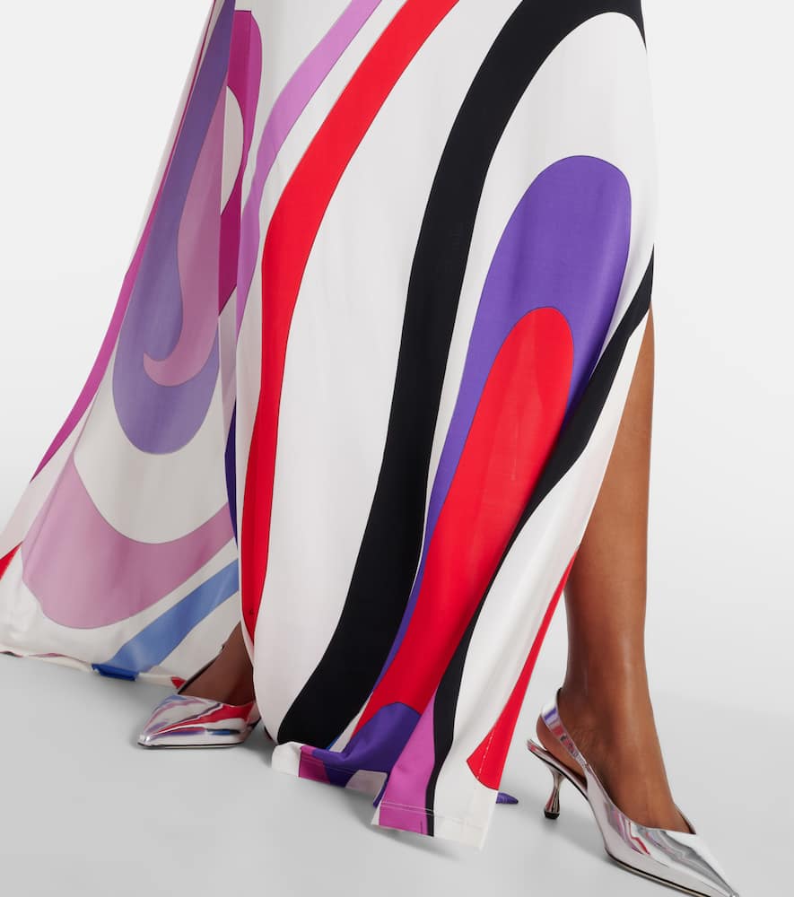 Shop Pucci Marmo-printed Satin Jersey Maxi Dress In Multicoloured