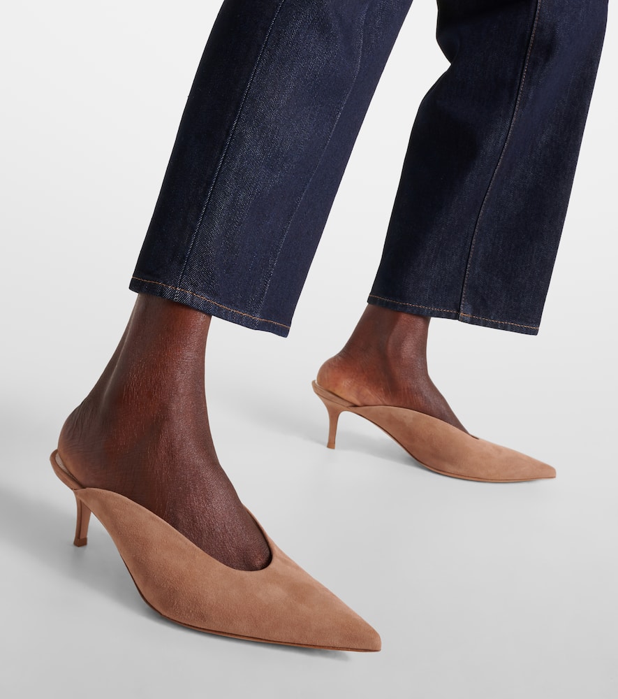 Gianvito Rossi Suede Mules In Brown