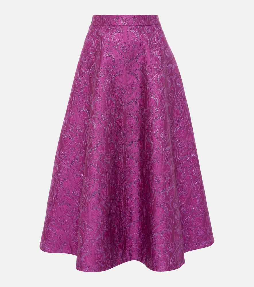 Valentino Women's Purple Floral Brocade Midi Skirt UK Size 10 - Mytheresa