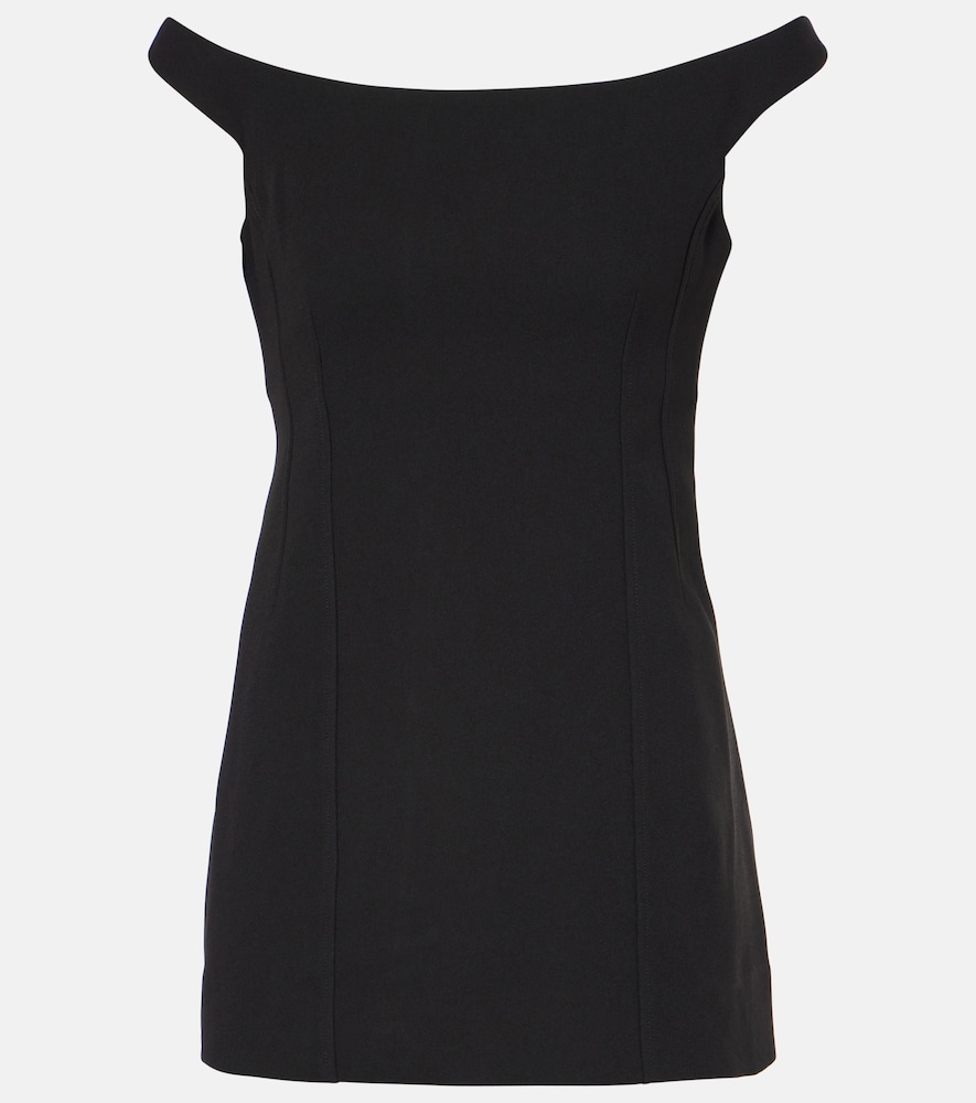 toteme curved off shoulder dress Totême Curved Off Shoulder Mini Dress In Black
