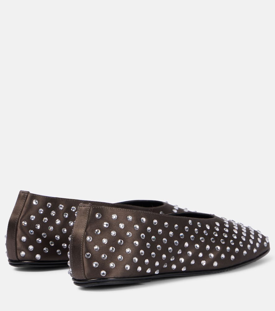 Magda Butrym Crystal-embellished Satin Ballet Flats In Braun