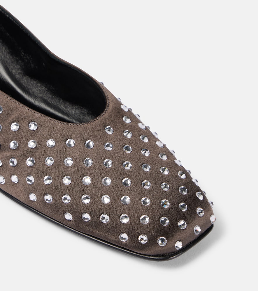 Magda Butrym Crystal-embellished Satin Ballet Flats In Braun