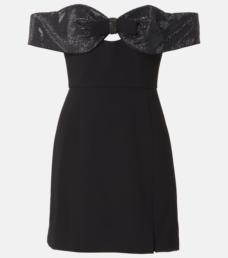 Self-portrait Womens Black Bow Embellished Crepe Mini Dress In Black