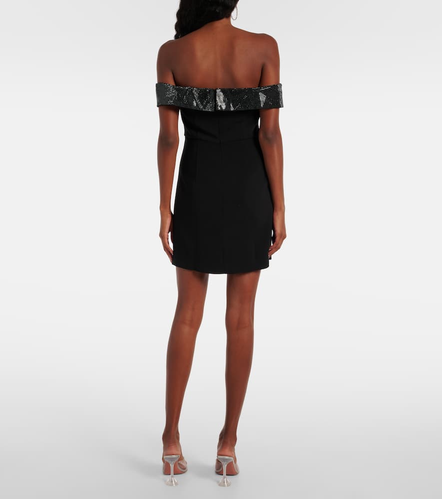 Self-portrait Womens Black Bow Embellished Crepe Mini Dress In Black
