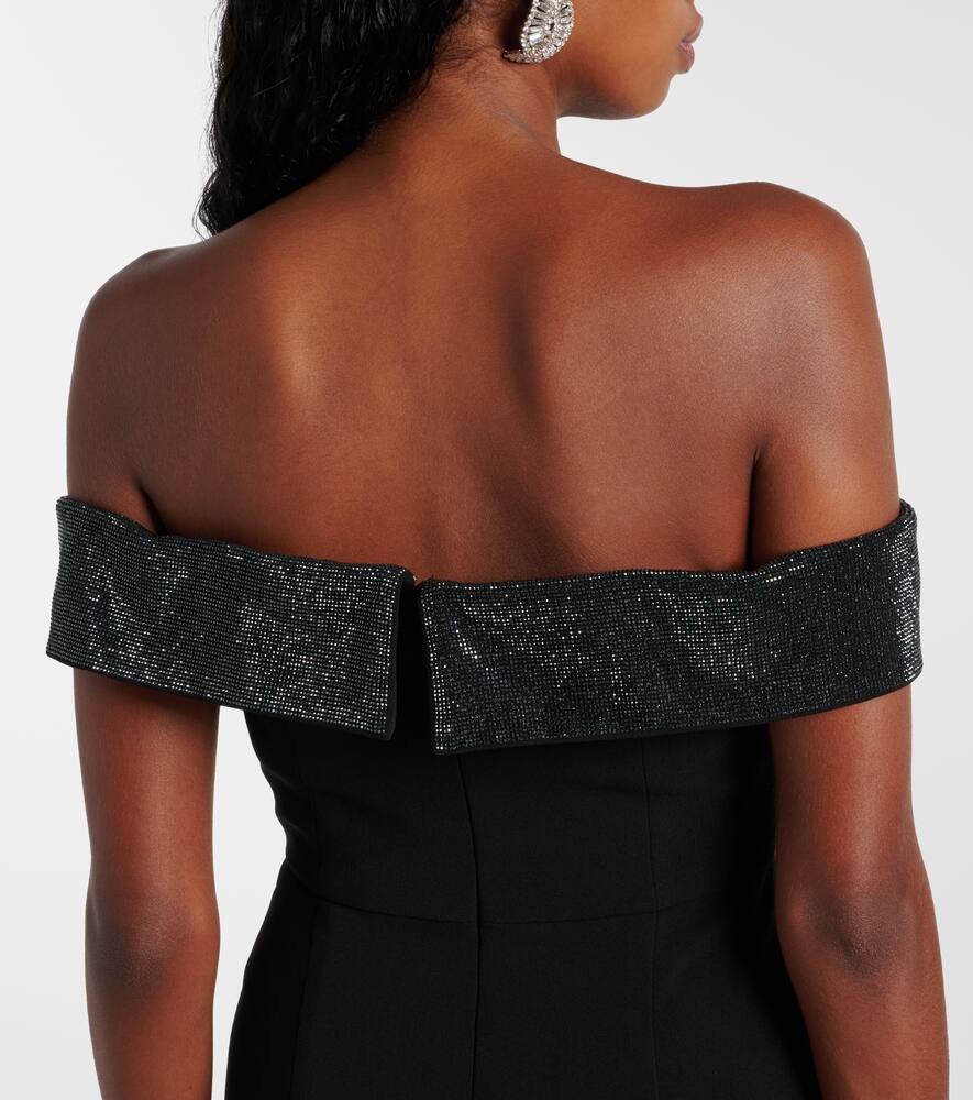 Self-portrait Womens Black Bow Embellished Crepe Mini Dress In Black