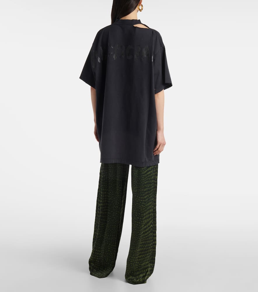 ＊Balenciaga＊T-Shirt Over Painted Vintage Jersey Black Balenciaga T-shirt Over Painted In Vintage Jersey In Black
