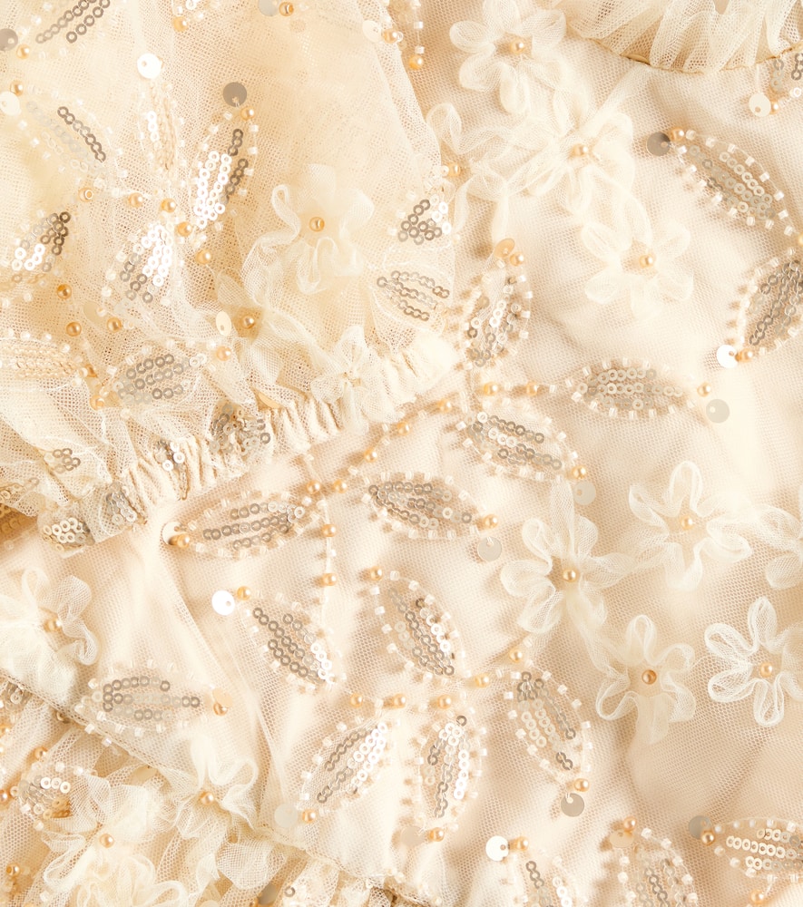 Self-portrait Sequined Tulle Dress In White