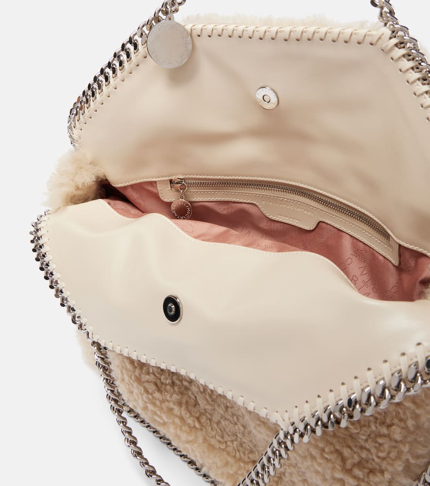 Stella Mccartney Falabella Large Faux Shearling Tote Bag In Oat