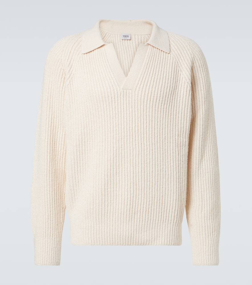 Tod's Ribbed Long Sleeve Crewneck Sweater In Neutral