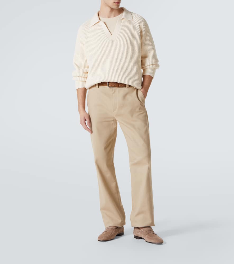 Tod's Ribbed Long Sleeve Crewneck Sweater In Neutral