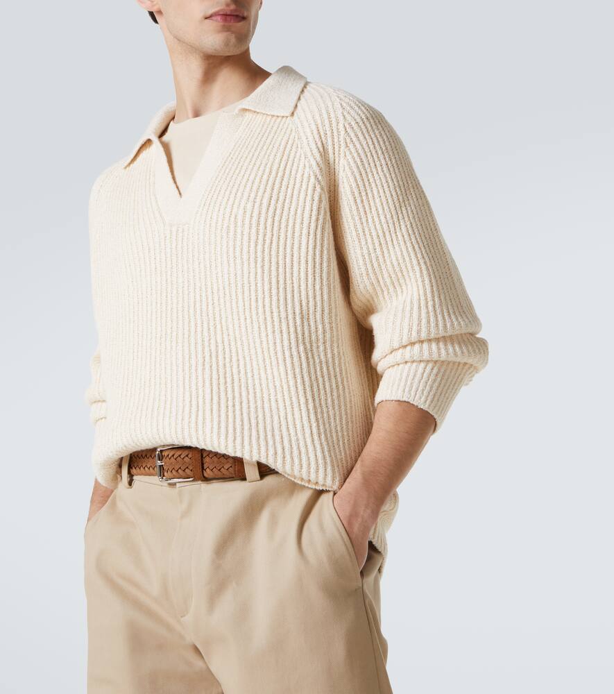Tod's Ribbed Long Sleeve Crewneck Sweater In Neutral