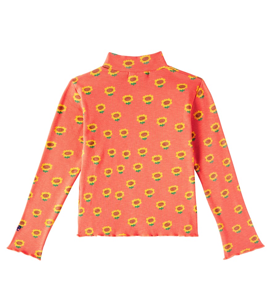 Bobo Choses Sunflower Cotton-blend Jersey Turtleneck Top In Red