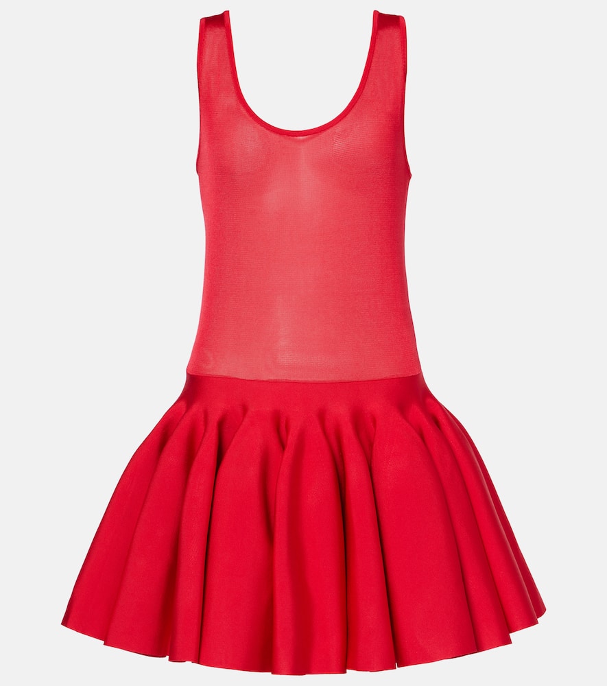 Alaïa Sheer Knitted Minidress In Red