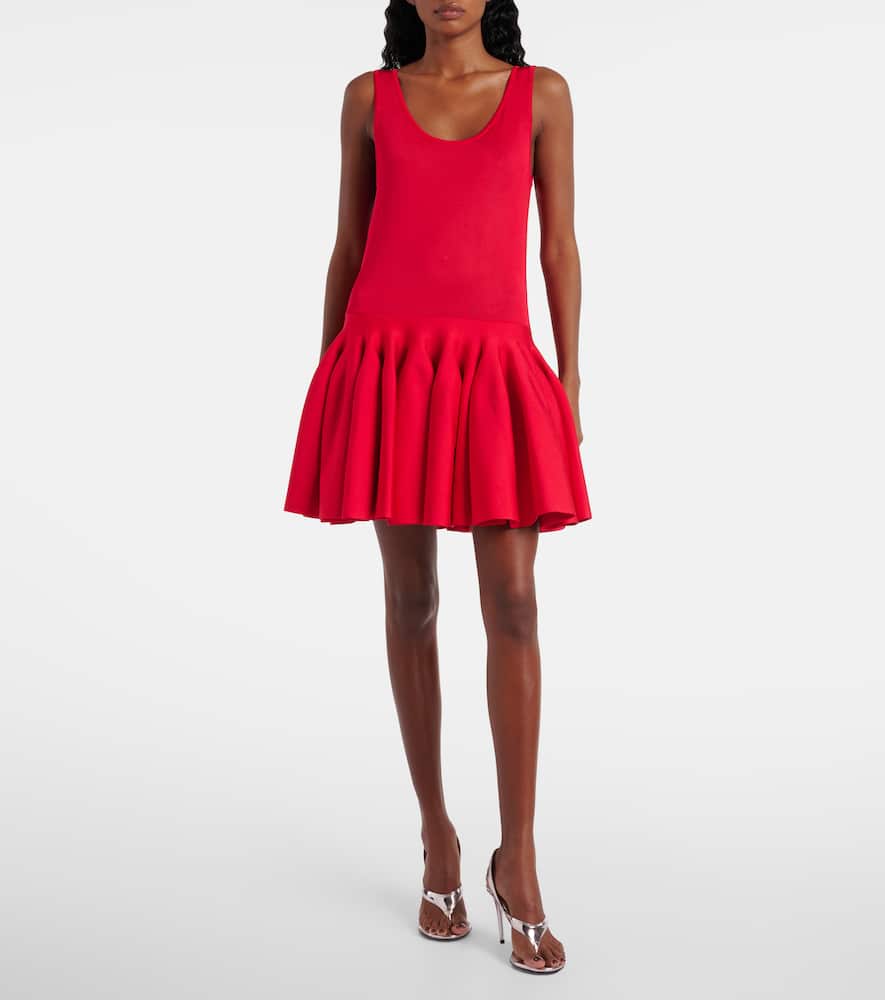 Alaïa Sheer Knitted Minidress In Red