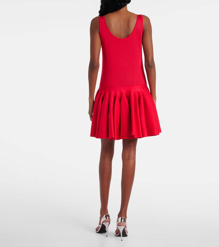 Alaïa Sheer Knitted Minidress In Red