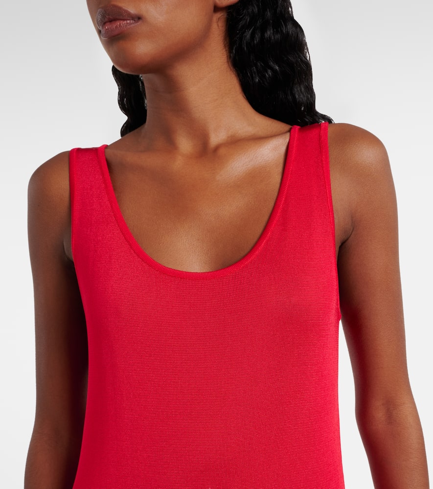 Alaïa Sheer Knitted Minidress In Red