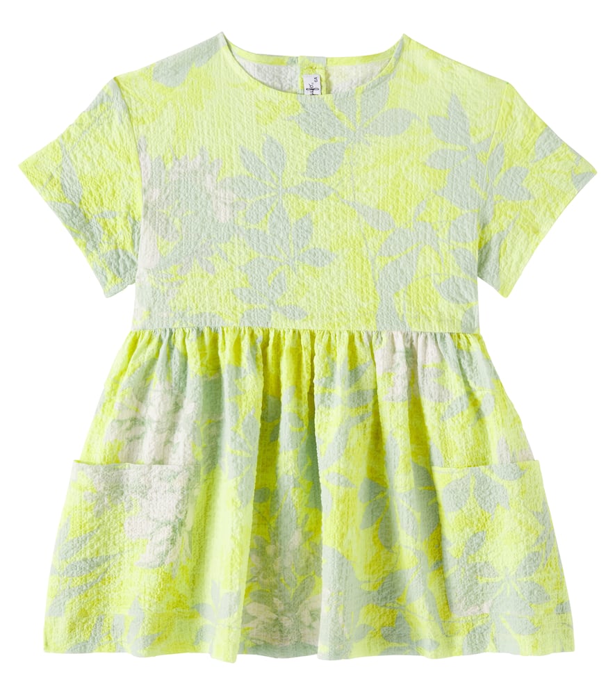 Il Gufo Printed Cotton Dress In Yellow