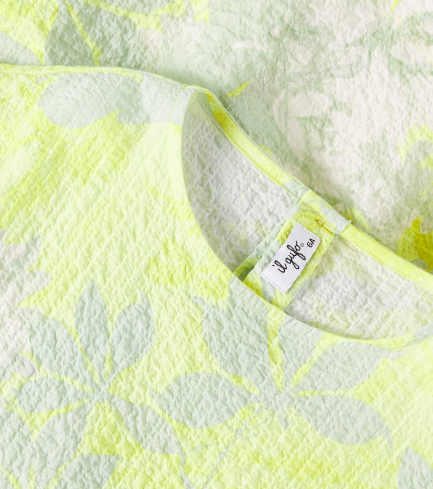 Il Gufo Printed Cotton Dress In Yellow