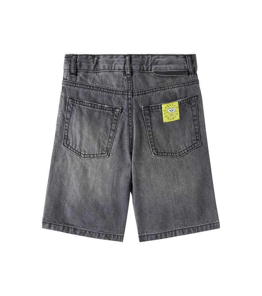 Stella Mccartney X Spongebob Printed Denim Shorts In Grey