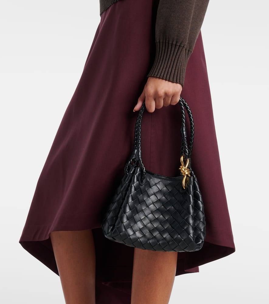 Bottega Veneta Parachute Small Leather Tote Bag In Black