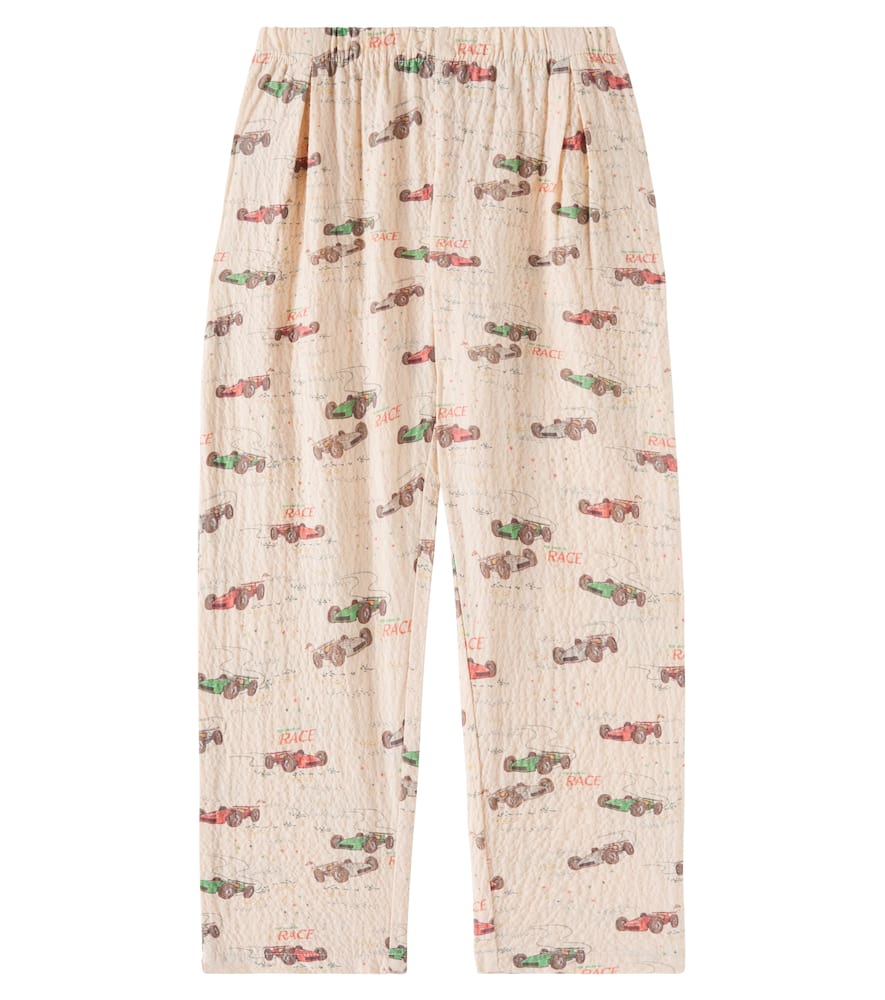 Konges Slojd Elliot Printed Cotton Seersucker Pants In Multicoloured