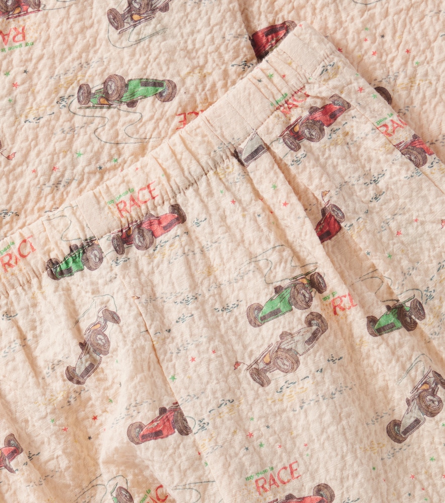 Konges Slojd Elliot Printed Cotton Seersucker Pants In Multicoloured