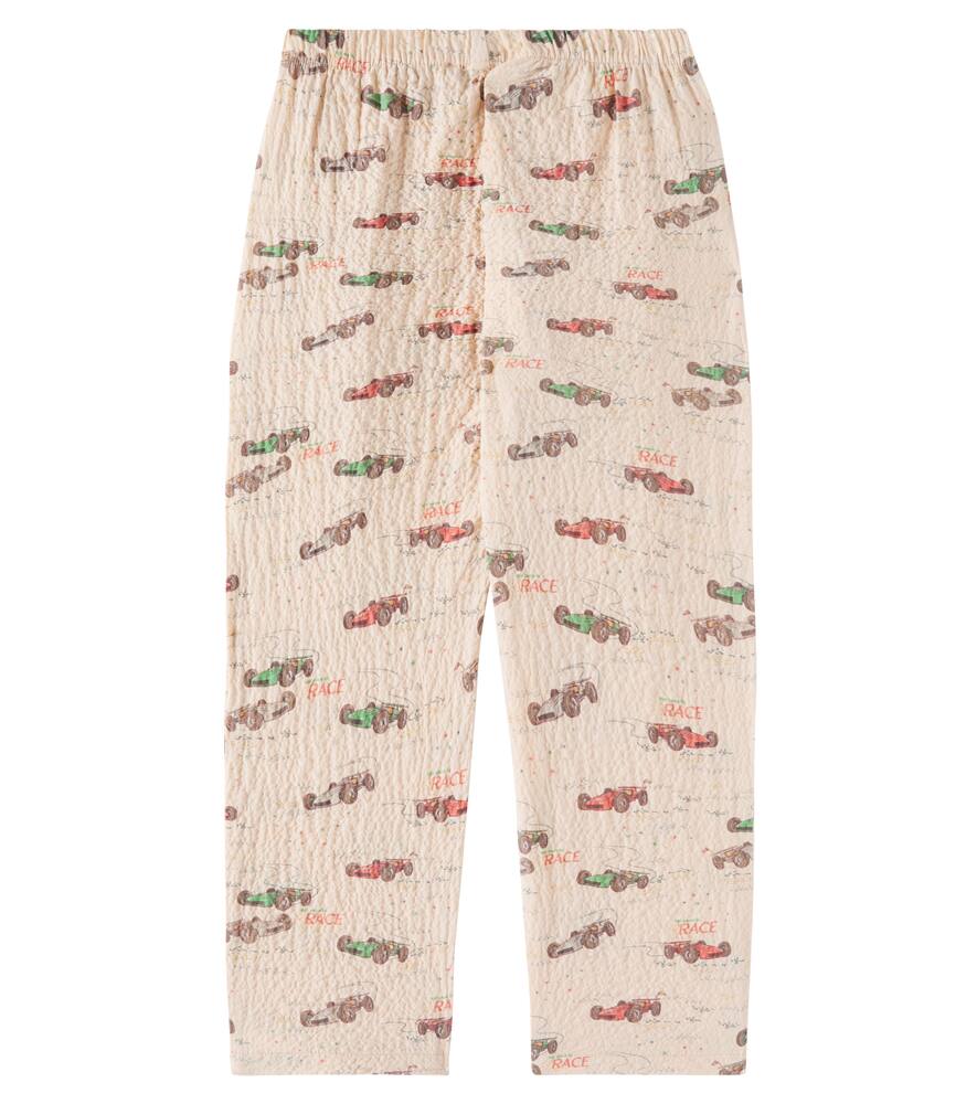 Konges Slojd Elliot Printed Cotton Seersucker Pants In Multicoloured