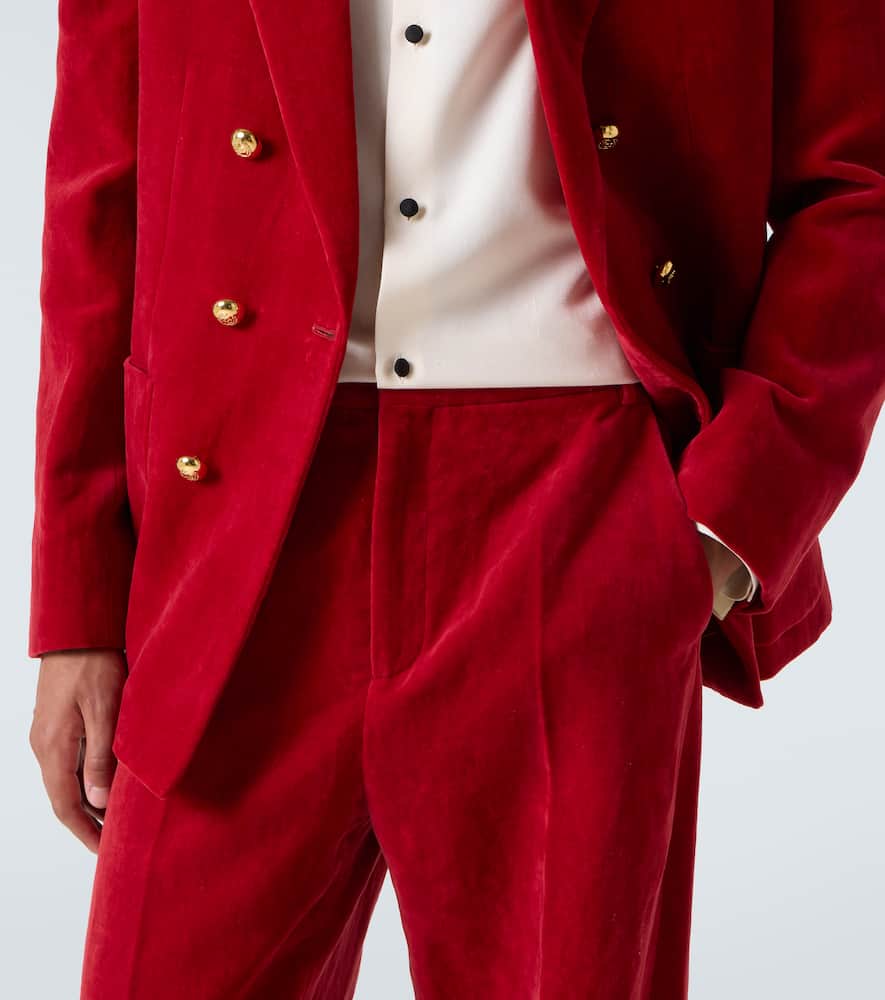 Valentino Cotton and linen velvet wide-leg pants