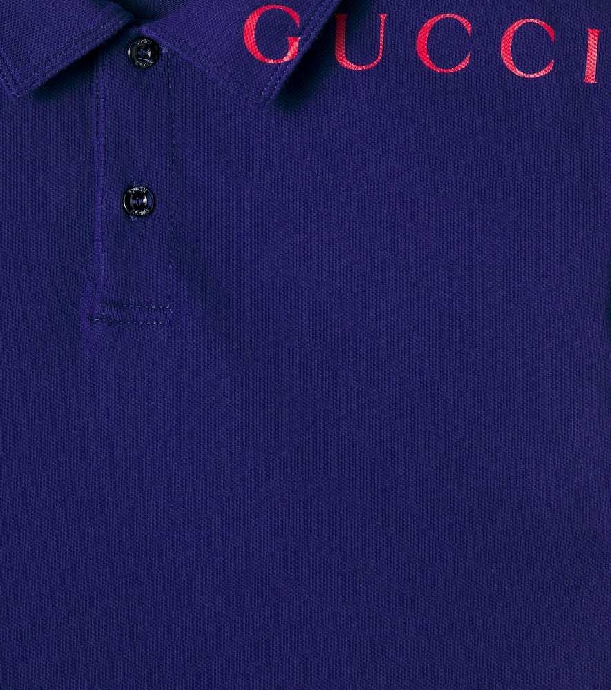 Gucci Logo Cotton-blend Polo Shirt In Blue