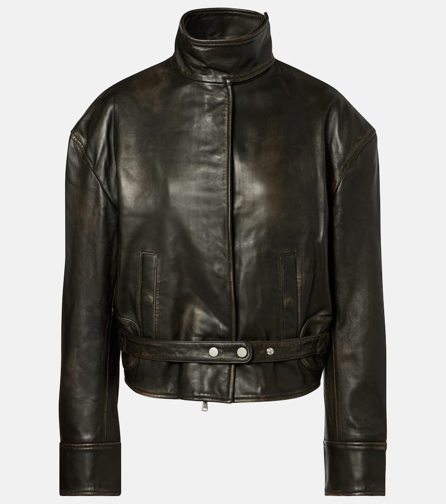 Burnished Eddie leather bomber jacket
