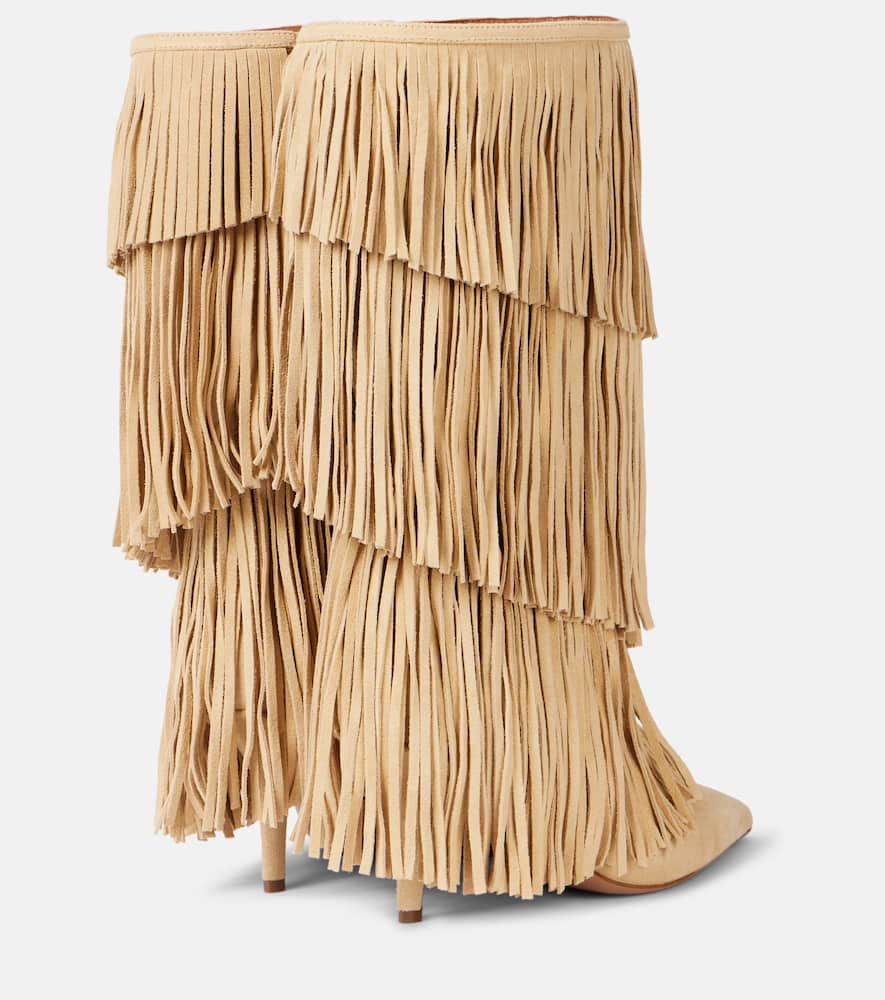 Paris Texas Jessie 75 Fringed Suede Boots In Beige