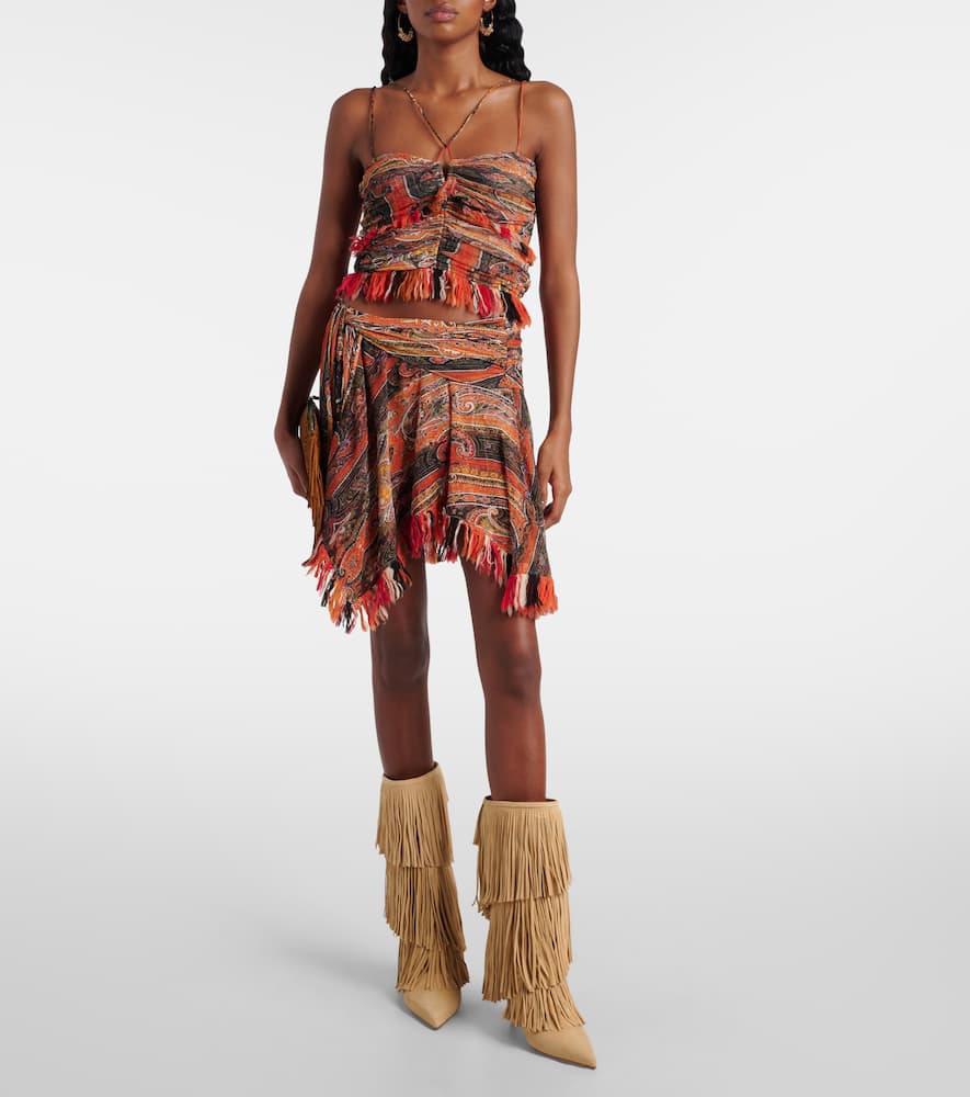 Paris Texas Jessie 75 Fringed Suede Boots In Beige