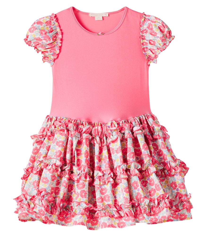 Konges Slojd Adeline Ruffled Floral Jersey Dress In Pink