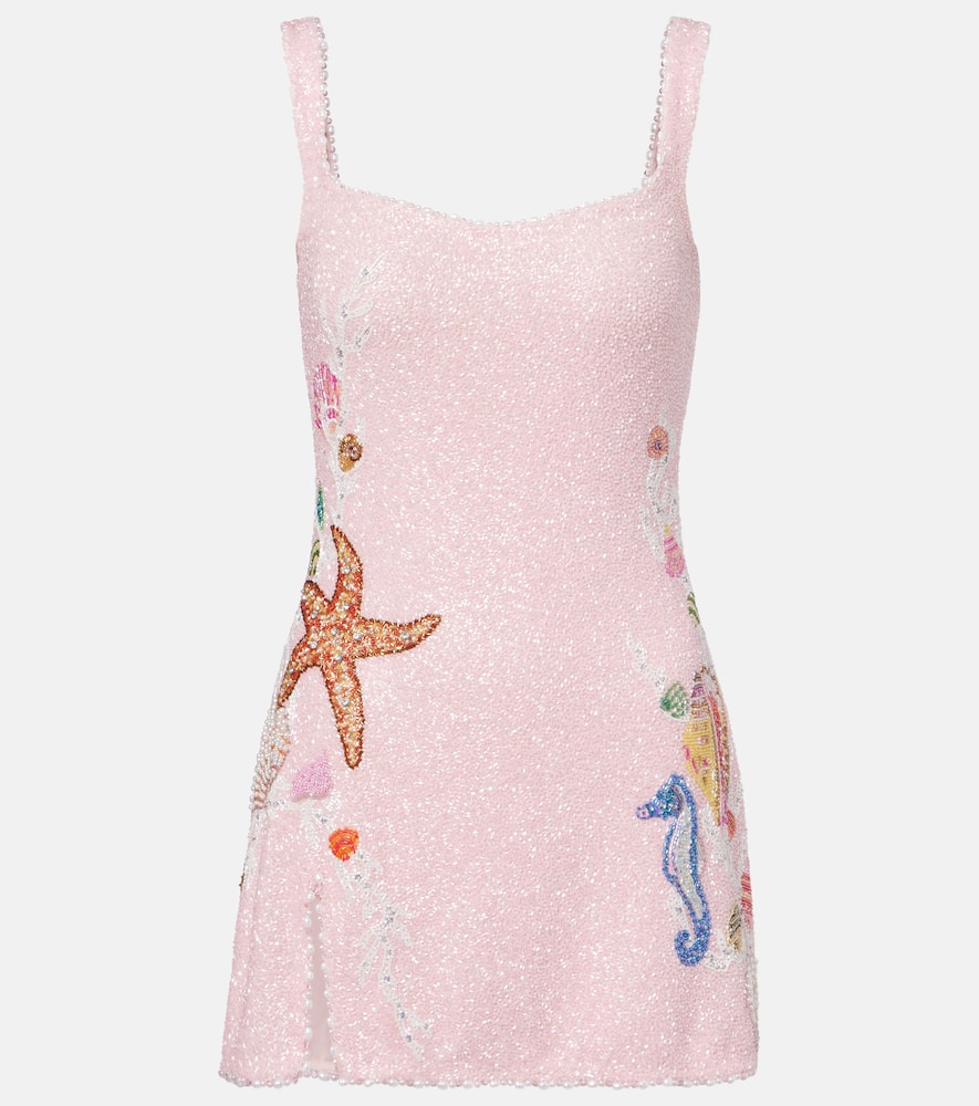 Clio Peppiatt Marina Embellished Minidress In Brown