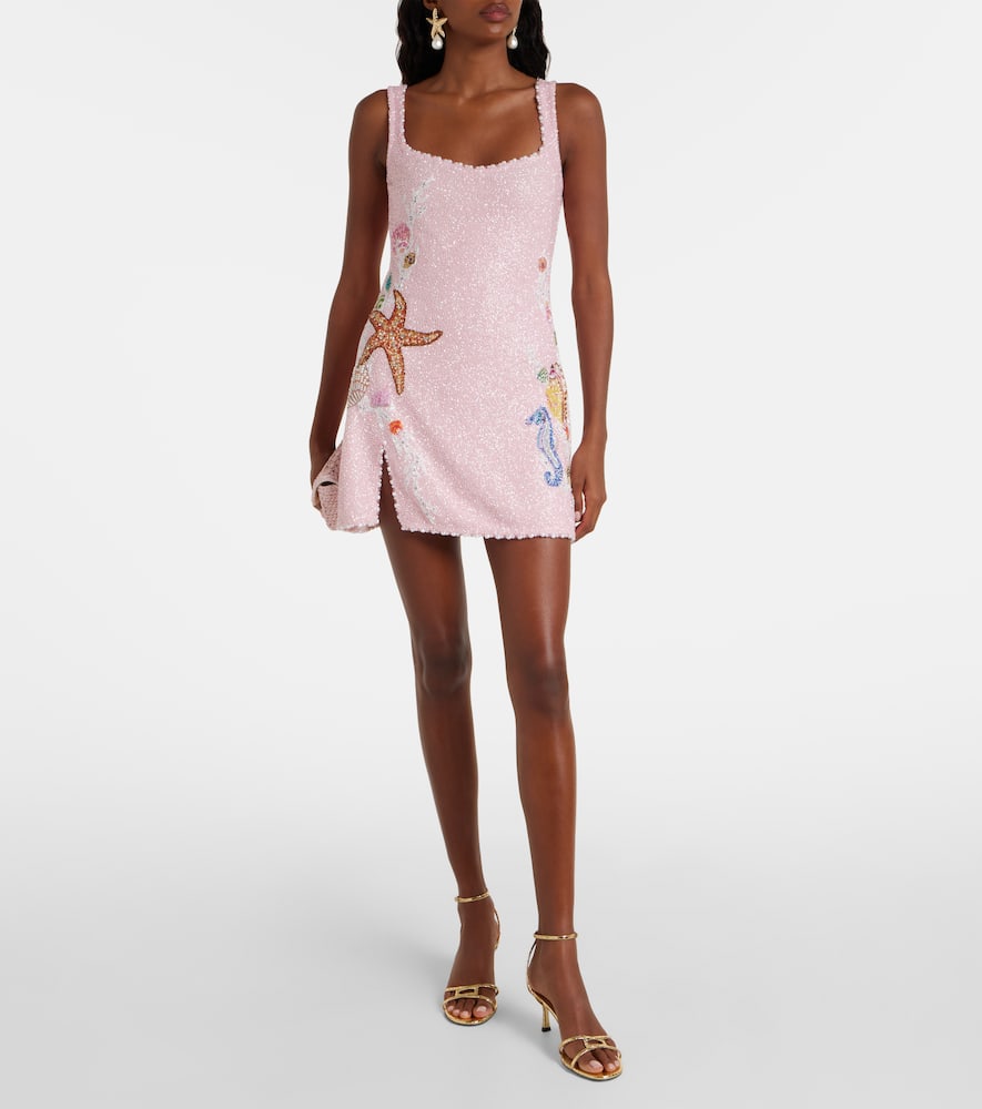 Clio Peppiatt Marina Embellished Minidress In Brown