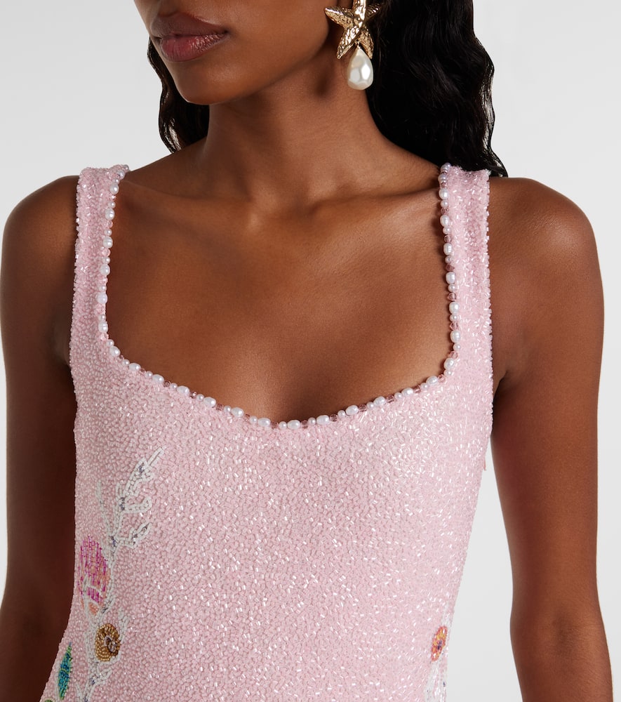 Clio Peppiatt Marina Embellished Minidress In Brown