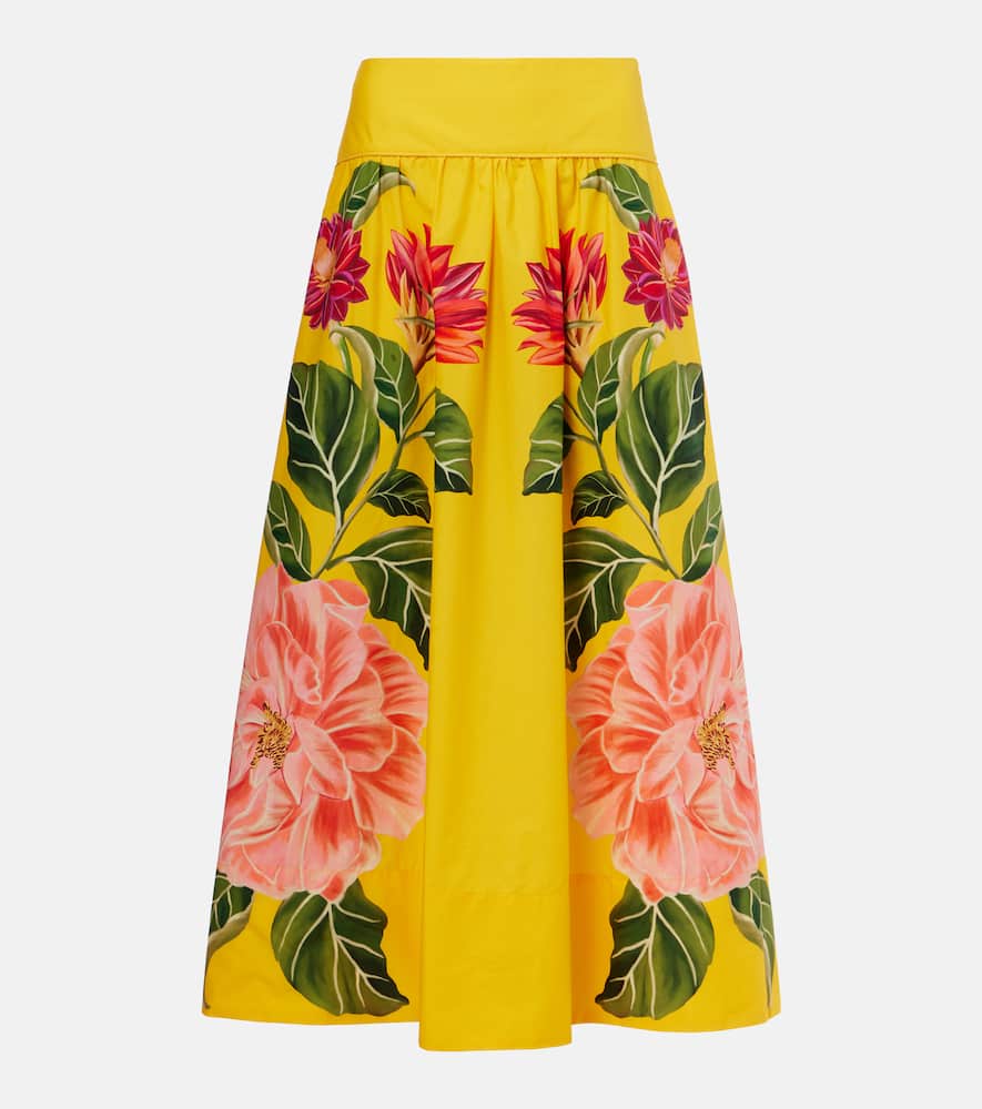 Spring Awakening floral cotton midi skirt