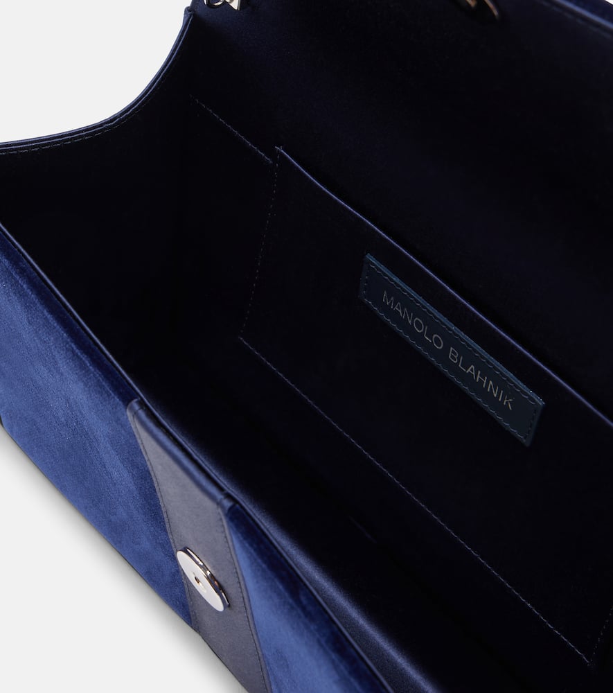 Manolo Blahnik Capri Embellished Velvet Clutch In Blue