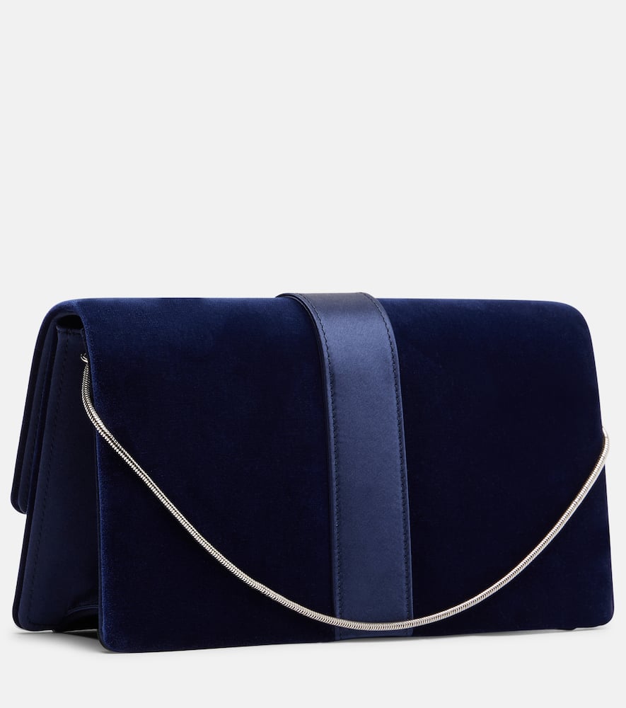 Manolo Blahnik Capri Embellished Velvet Clutch In Blue