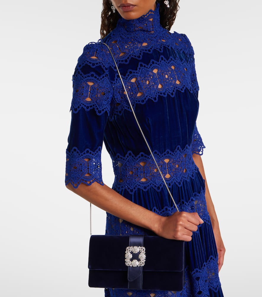 Manolo Blahnik Capri Embellished Velvet Clutch In Blue