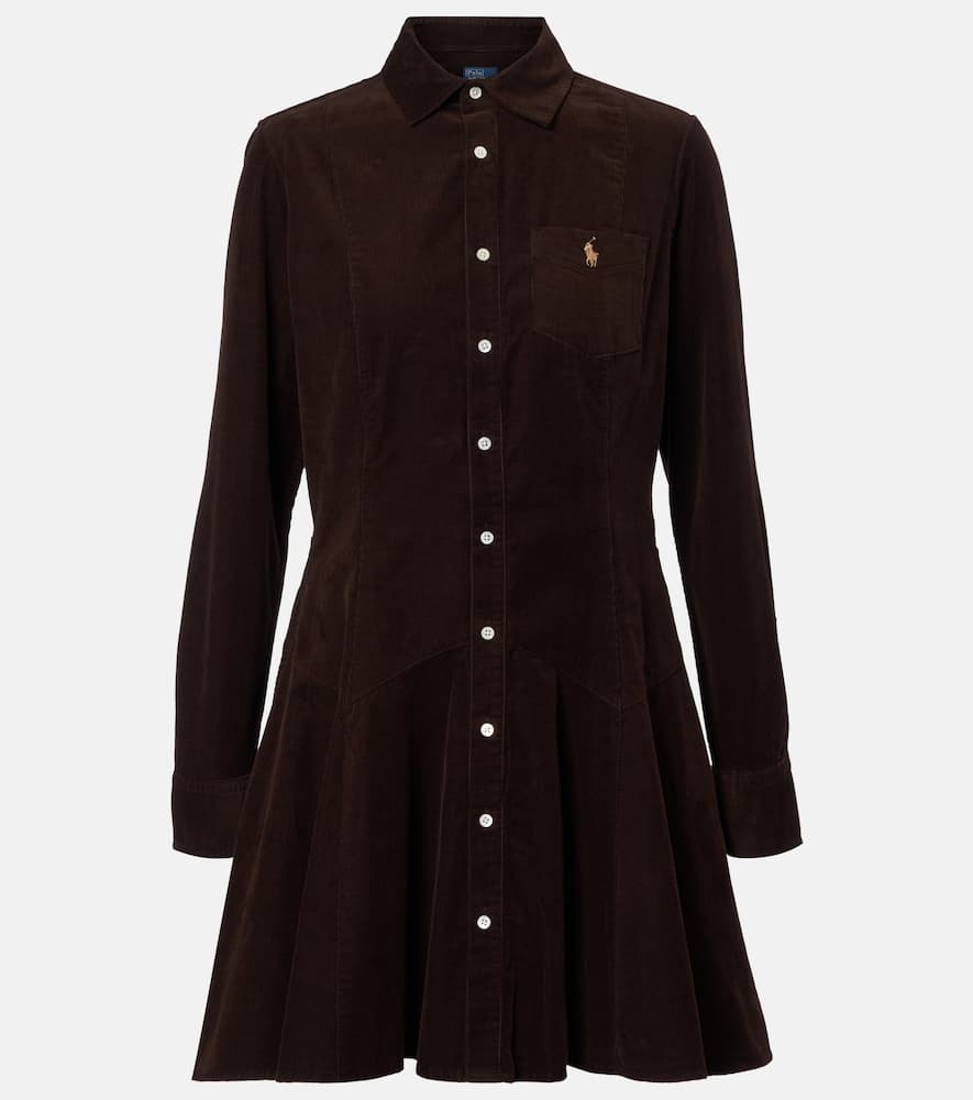 Polo Ralph Lauren Cotton Corduroy Shirt Dress In Brown