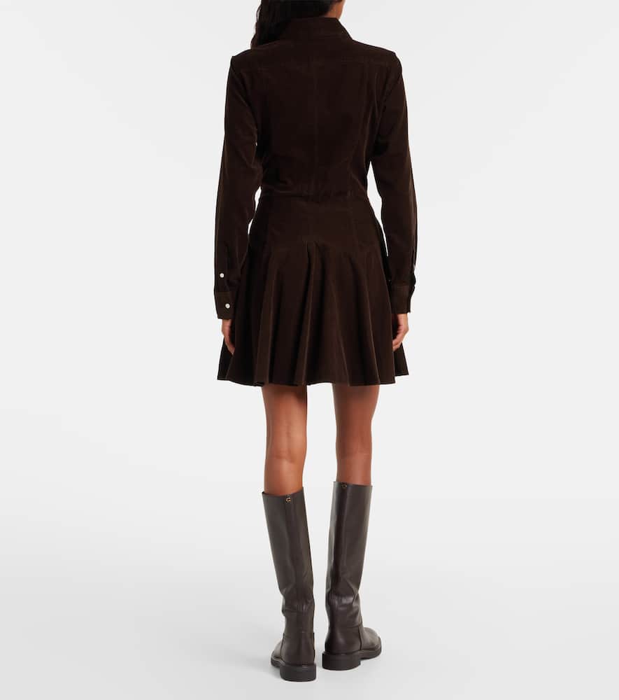 Polo Ralph Lauren Cotton Corduroy A-line Shirtdress In Brown
