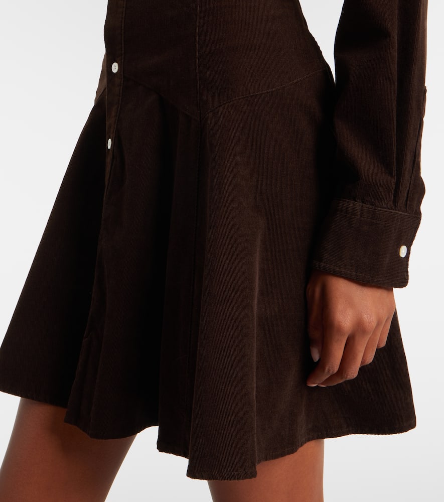 Polo Ralph Lauren Cotton Corduroy A-line Shirtdress In Brown