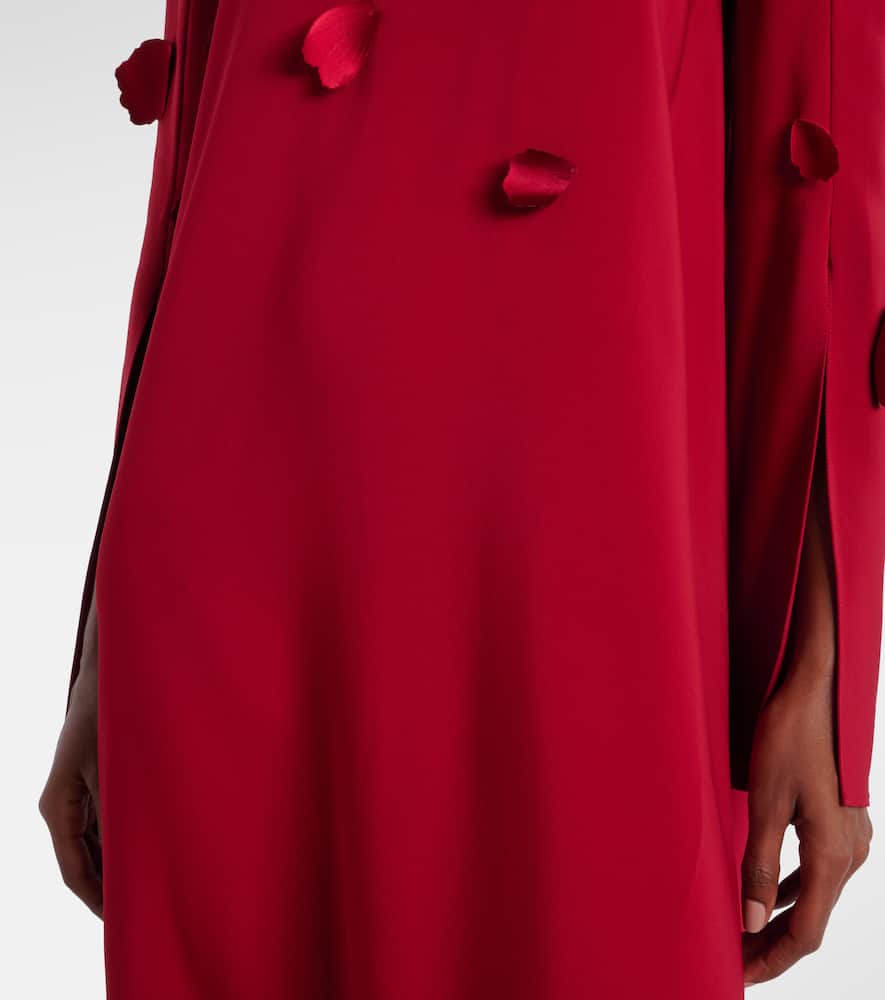 Oscar De La Renta Embellished Mesh-trimmed Crepe Gown In Red