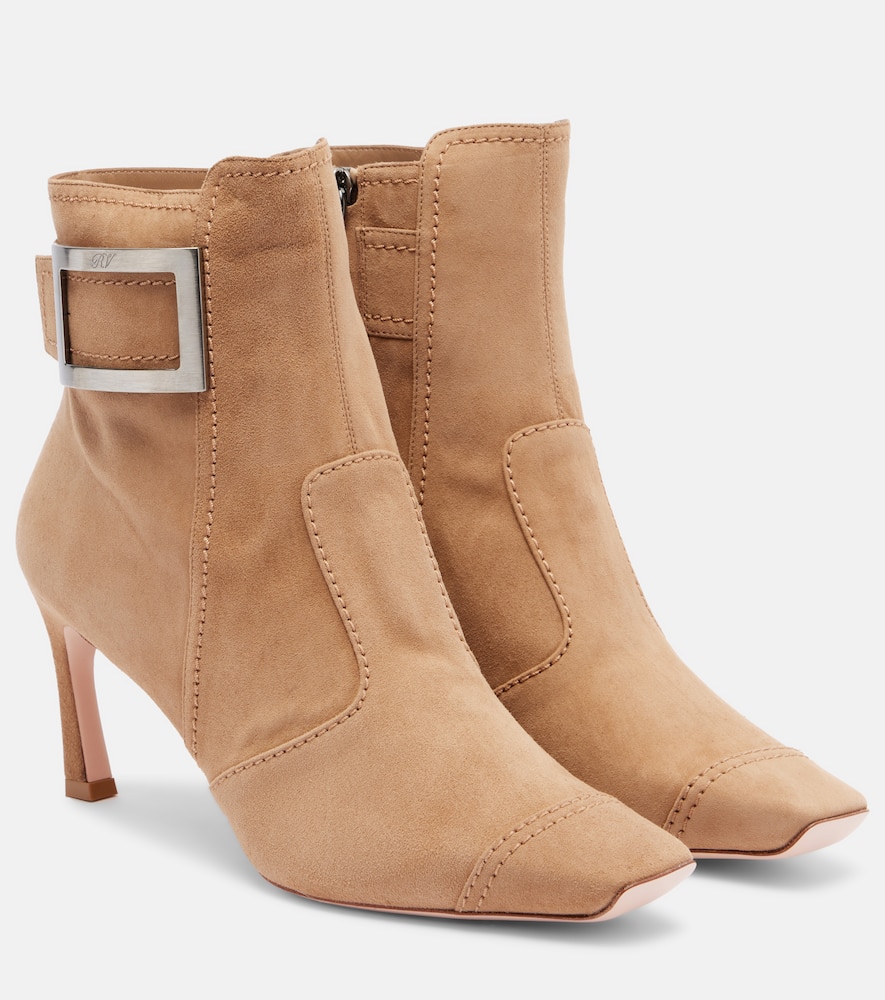 Roger Vivier Trompette Suede Ankle Boots In Brown