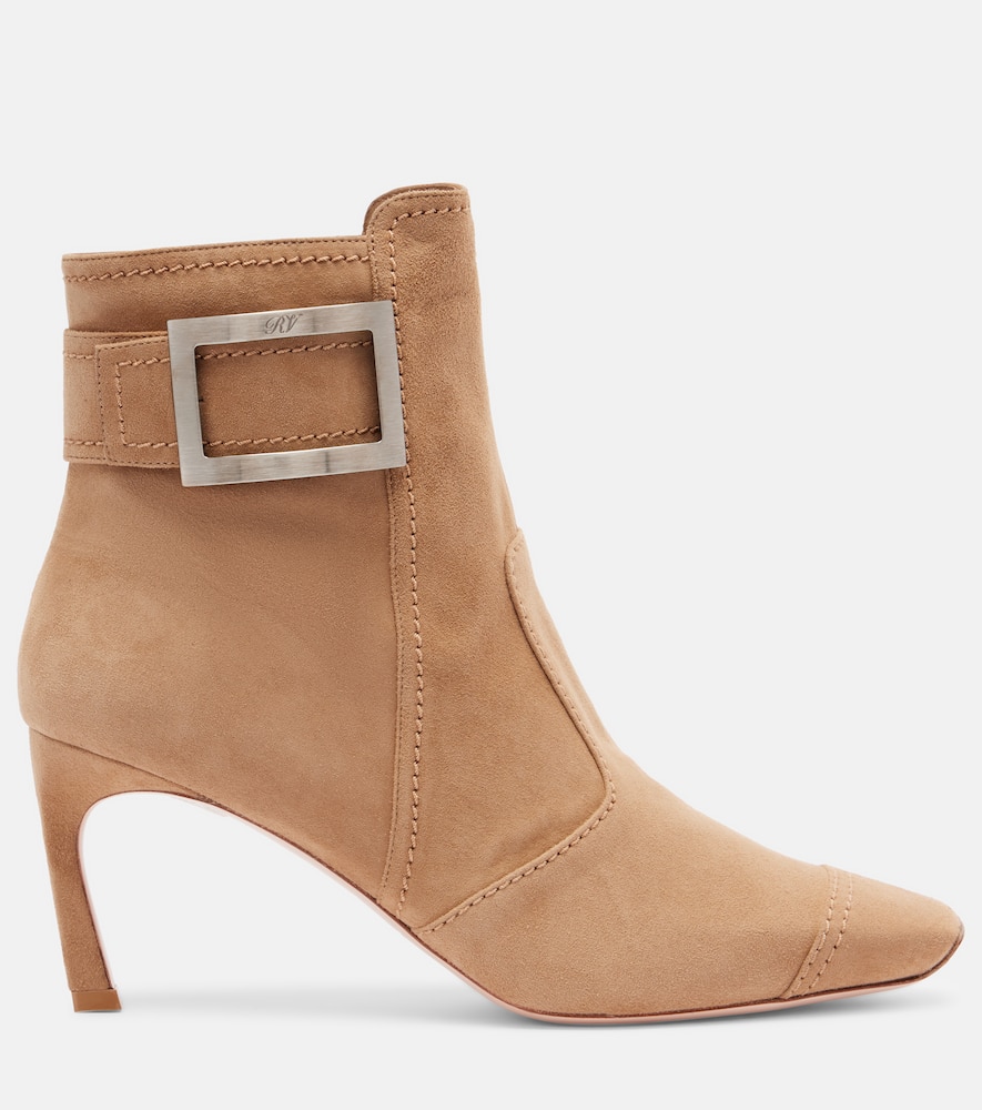 Roger Vivier Trompette Suede Ankle Boots In Brown