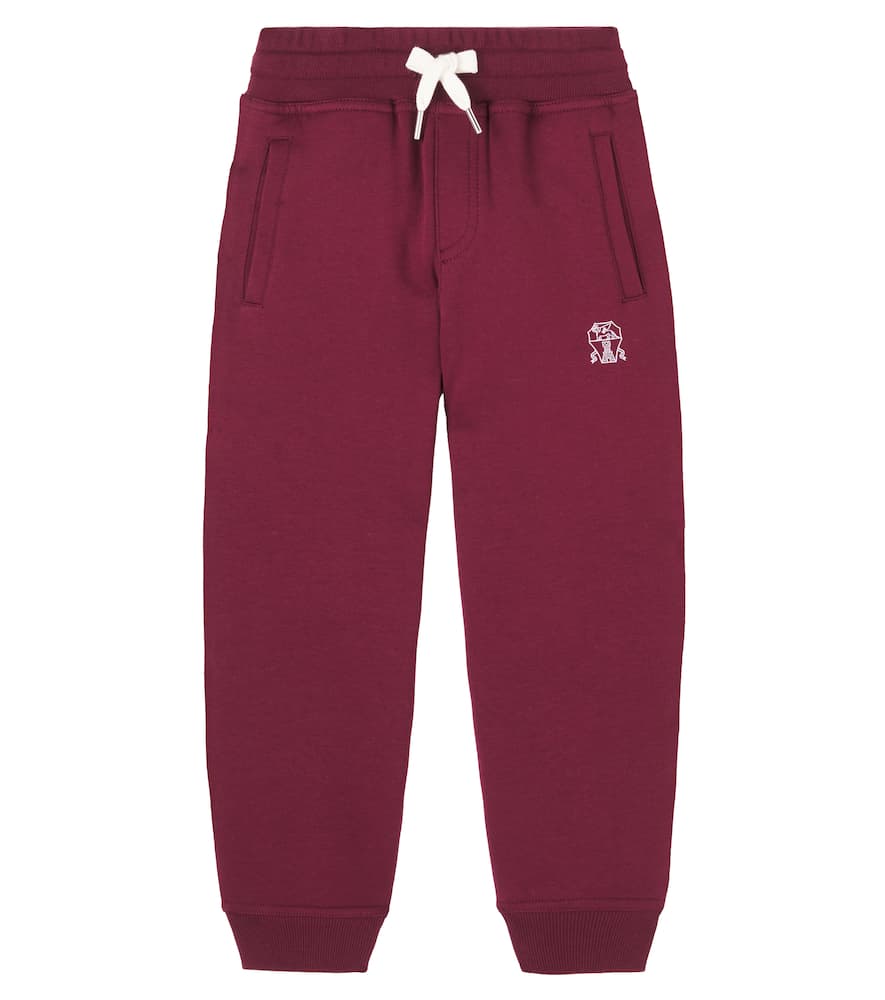 Brunello Cucinelli Logo Cotton-blend Fleece Sweatpants In Brown