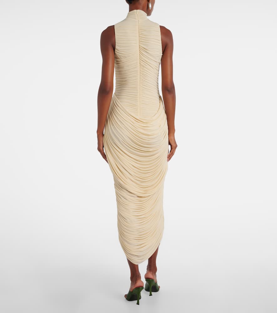 Magda Butrym Floral-appliqué Draped Ruched Gown In White